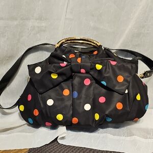 Lulu Guinness Black Bag with Colorful Polka Dots And Playful Bow - 2013